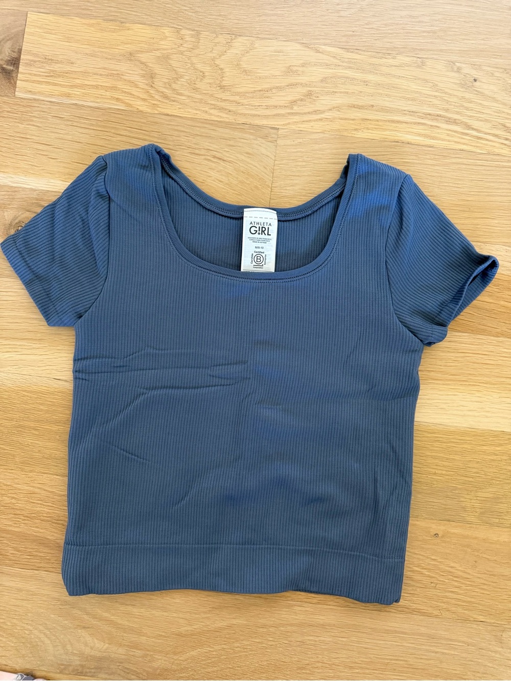 Athleta Girl Blue Ribbed Scoop-Neck Stretch Top Medium 9/10